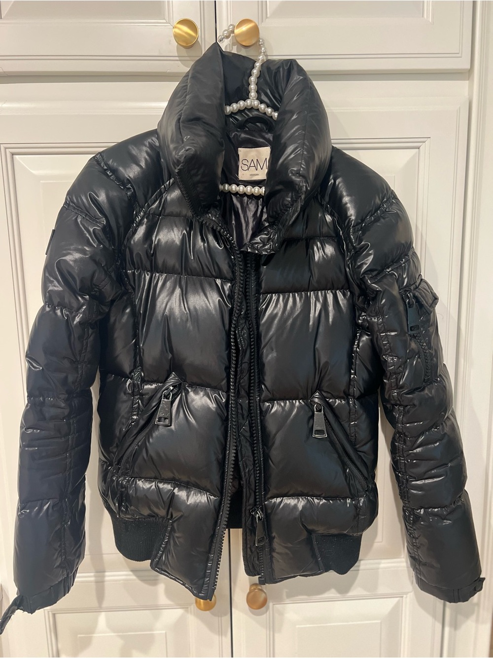 SAM. Black Shiny Quilted Puffer Jacket